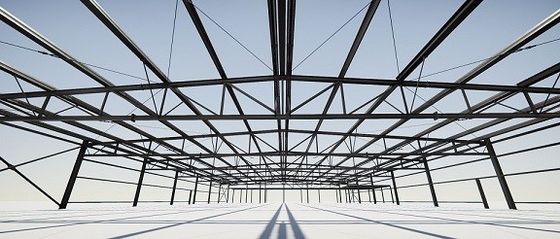 Estructura de acero de la cuesta/del tejado plano Warehouse con el panel de bocadillo/la pared de la hoja de acero