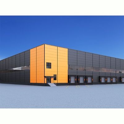 Almacén de cobertizo de estructura de acero con persiana enrollable/batiente/puertas corredizas y pendiente/techo plano