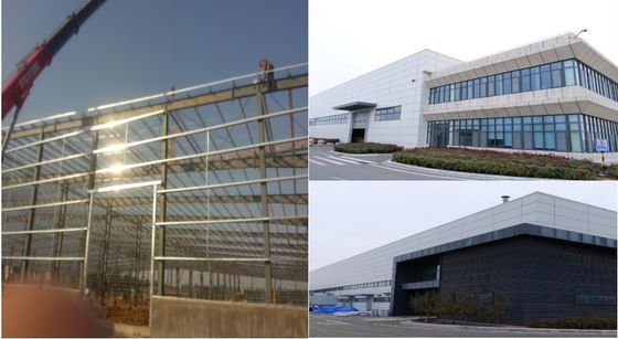 Edificio de acero prefabricado galvanizado para oficinas con techo inclinado y fundamento de concreto