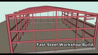 Un taller construido con materiales de estructura de acero.